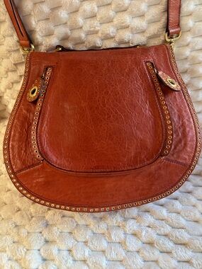 Rebecca Minkoff Rust Orange Leather Grommet Saddle Crossbody Bag